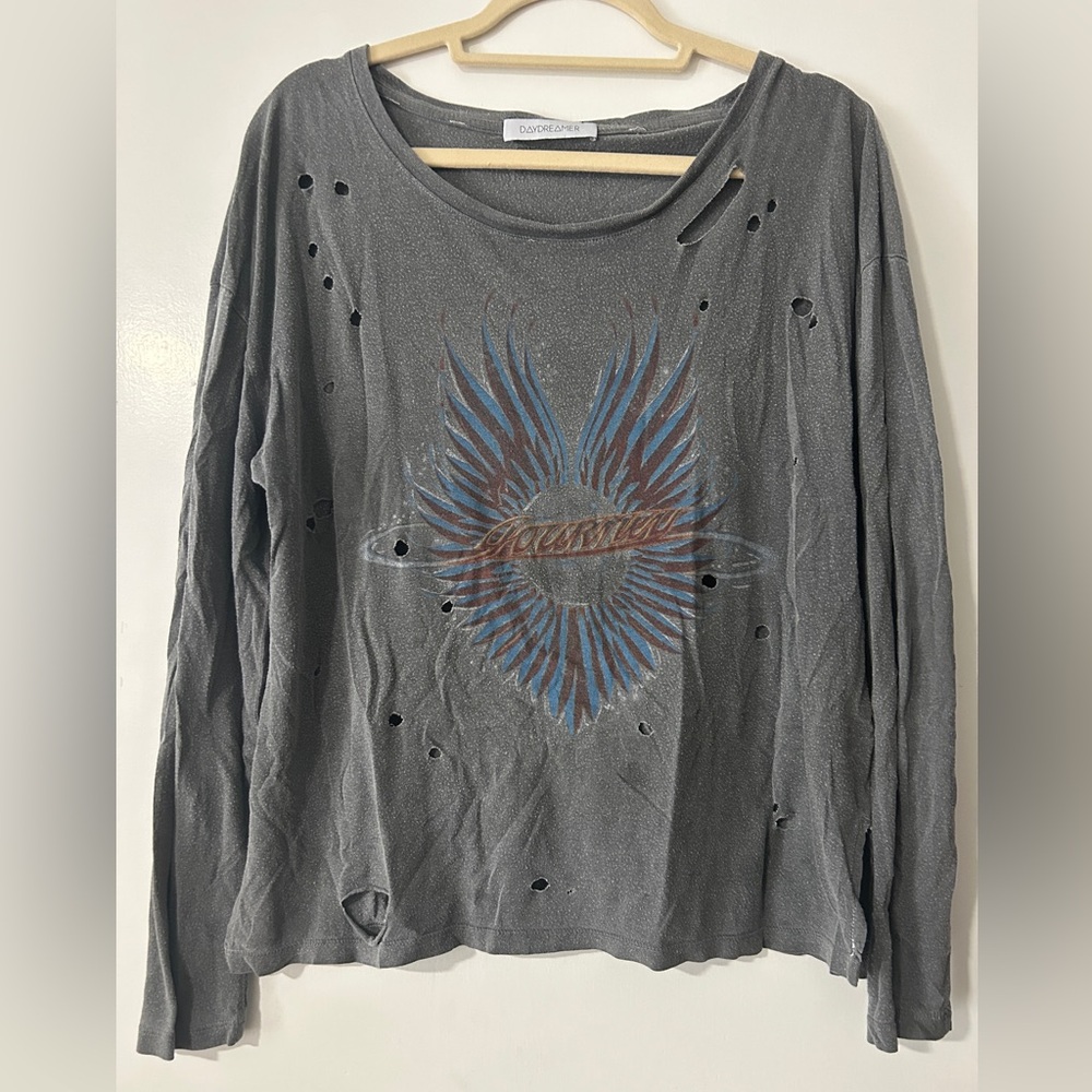 Distressed Gray Long Sleeve Top